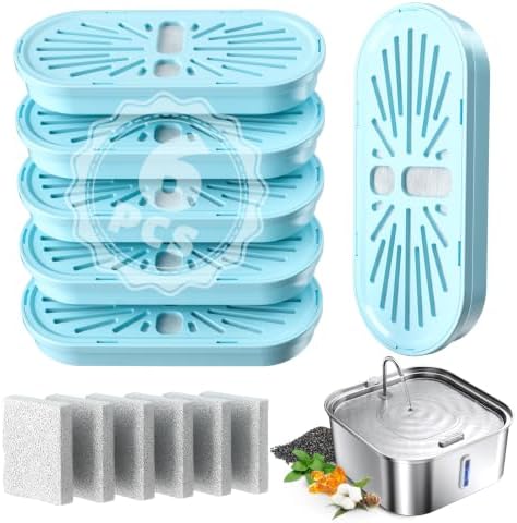Large Dog Water Fountain 14L/3.7Gal, Stainless Steel Pet Fountain for Large Dogs and Multi-Pets, with Window & Extra Wide Drinking Area, Square Design Enlarges Capacity & Saves Space (6 Newly Filters)
