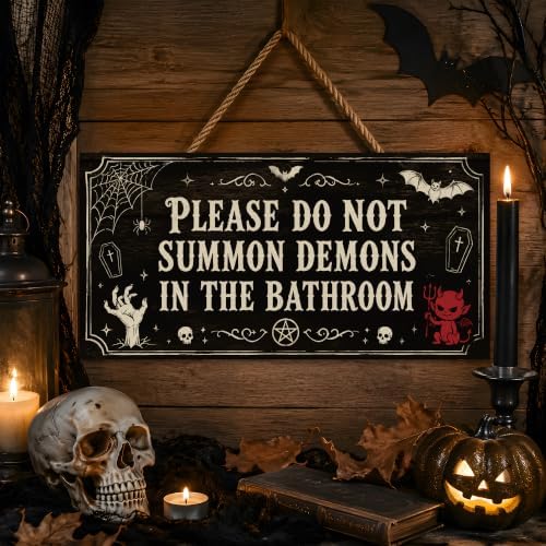 Halloween Decorations - Funny Wooden Sign for Wall Home Door Bathroom