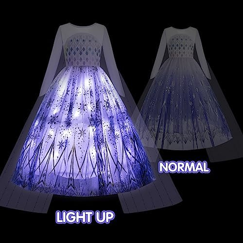 Light Up Princess Costume for 3-9 Ages girls Halloween dress up