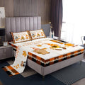 Happy Fall Print Sheet Set Kids Sunflowers and Pumpkin Bed Sheets Set Girls Retro Autumn Bedding Set for Boys Teens Sheets Soft Room Decor Twin Size(1 Flat Sheet+1 Fitted Sheet+1 Pillowcase)