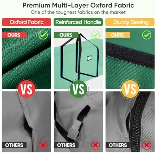 BALEINE 7.5 ft Christmas Tree Storage Bag, Heavy Duty 900D Oxford Fabric with Reinforced Handles and Dual Zippers Wide Opening, Extra Large Storage Container (Green)