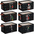 CHENGU 6 Pack Christmas Storage Bin Collapsible Christmas Skeleton Basket