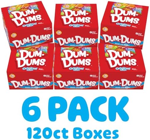 Dum Dums Original Candy Mix Variety Pack - All-Time Classic Flavors, Lollipops Individually Wrapped, Assorted Suckers for Bulk Halloween Candy - 720 Count