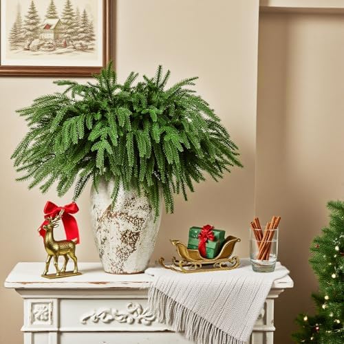 12 Pcs 18 Inch Real Touch Norfolk Pine Stems