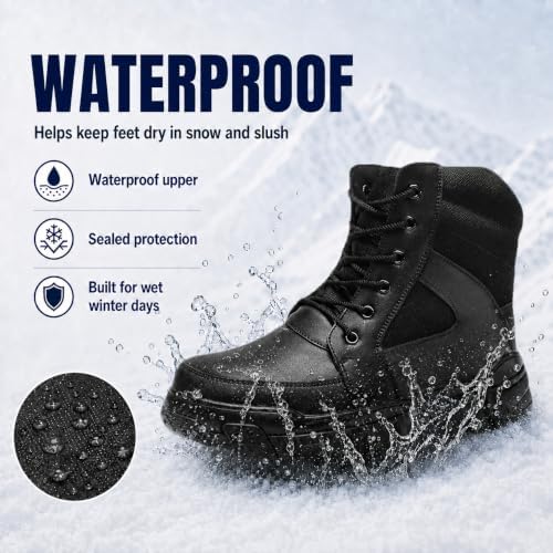 Men’s Shearling Lined Waterproof Leather Snow Boots