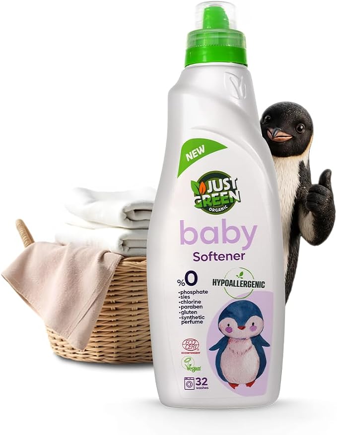Baby Fabric Softener, Plant-Based Liquid Fabric Softener, Non-Toxic, Hypoallergenic, Fragrance-Free, EcoCert Certified, Vegan, Static Control, 32 Washes, 33.8 fl oz (1000 ml)
