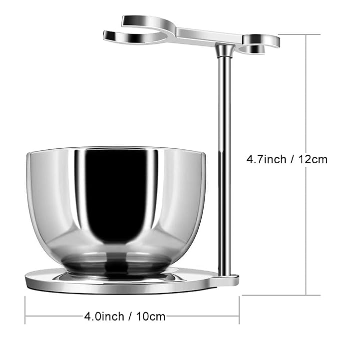 GRUTTI Luxury Shaving Organizer Stand & Bowl Set - 3-Layer Stainless Steel Bowl, Keeps Tools Dry & Organized - Gift for Dad/Husband