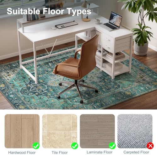 Anidaroel 36"x48" Chair Mat for Hardwood Floor/Tile Floor, Desk Chair Mats for Hard Floors, Under Desk Rug Protector for Rolling Chair, Computer Gaming Chair Mat, Low Pile Carpet Floor Mat