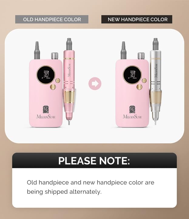 MelodySusie Entry-Level Clip-On Rechargeable Nail Drill, SC320F 30000RPM E-File with Pastel & Colorful Design for Manicure Shaping & Gel Removal, Ideal for Training, Nail Art Practice & Home Use.