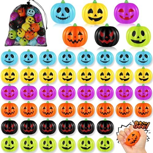Libima 50 Pcs Halloween Pumpkin Balls Bulk Colorful Toy