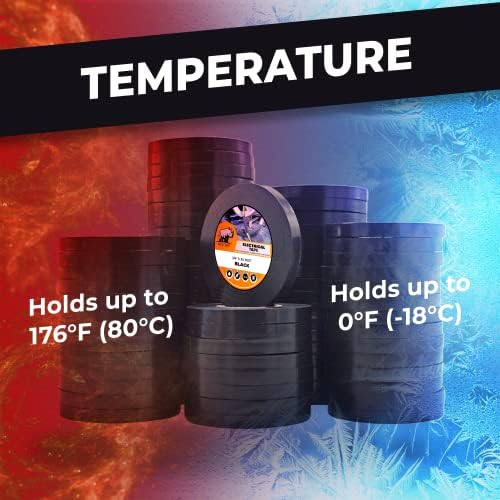 WOD ETC766MS Black Electrical Tape, 3 inch x 66 ft. UL/CSA/CE Listed Core, Rated up to 600V and 176F, 8 Mil Thick, PVC Vinyl Waterproof, Flame Retardant for Electric Wiring