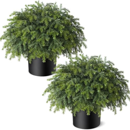 2 Set Artificial Christmas Norfolk Pine Topiary Ball Tree for Front Door