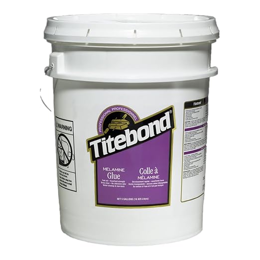 Titebond Melamine Glue, 5 Gal. – Bonds Vinyl, HPL, Wood, MDF & Particleboard, 4017