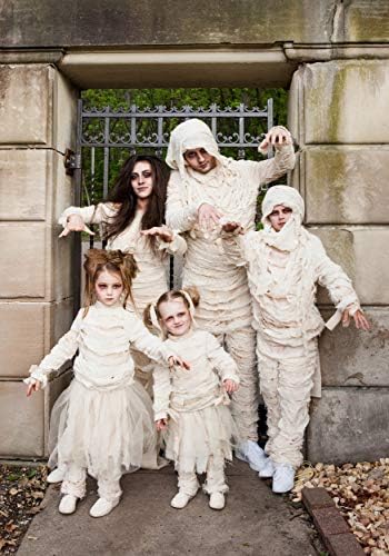 Men's Mummy Halloween Costume | Adult Classic Horror Theme with Bodysuit with Attached Head Wrap and Bandage Strip