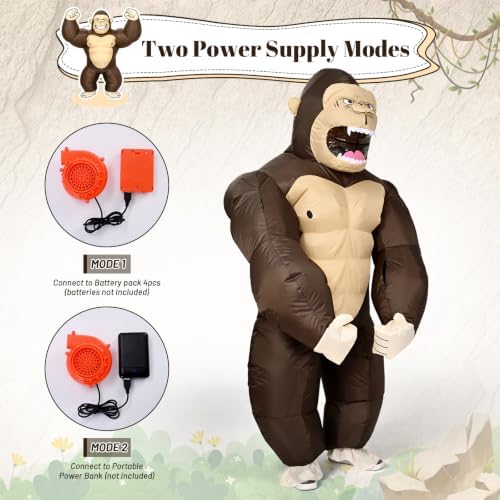 Inflatable Gorilla Costume Kids, Blow Up Gorilla Costume for Halloween