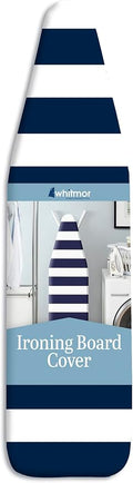 Whitmor Deluxe Ironing Board Cover and Pad, 100% Cotton Iron Board Replacement Cover with Heat-Resistant Surface, Fit for 54" L x 15" W Ironing Boards, (Ironing Board not Included) - White & Blue
