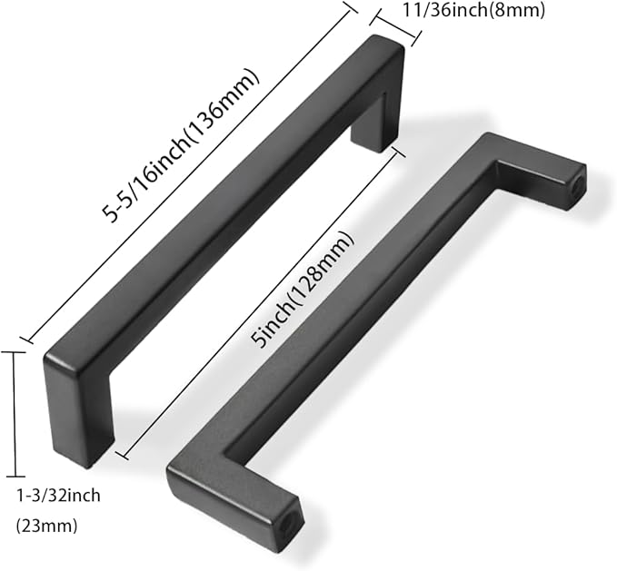 khtumeware 30 Pack 5 inch Center to Center Solid Black Cabinet Pulls Square Bar Drawer Handles Cabinet Handles Matte Black Drawer Pulls Kitchen Cabinet Hardware