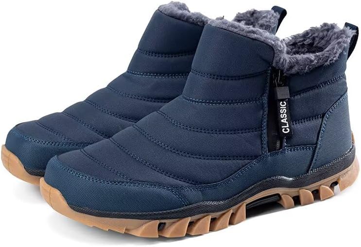 Jakcuz Mens Snow Boots Water-resistant Fur Lined