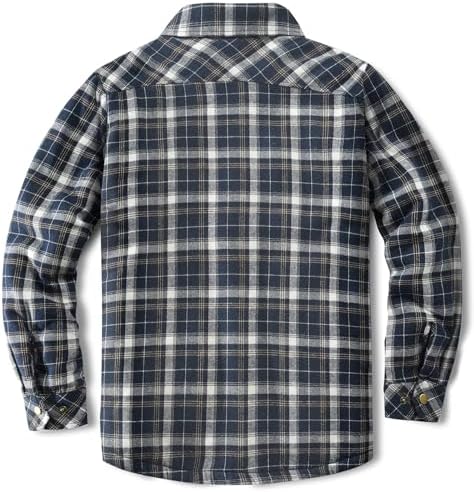 Men's Sherpa Cotton Flannel Shirt Jacket Plaid Button Coat Pocket