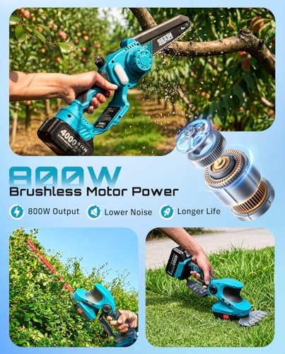 SEESII 3 in 1 Cordless Mini Chainsaw & Hedge Trimmer, Grass Shear Combo