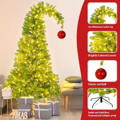 Seenelling 7.5 FT Lime Green Christmas Tree Prelit Whimsical Artificial