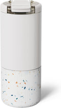 BrüMate Strova 18oz 100% Leakproof Insulated Coffee Mug | Ceramic-Lined Interior | Built-In Silicone Sleeve for Travel | Locking Flip Lid (Terrazzo)