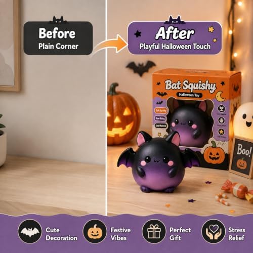 Halloween Bat Slow Rising Squeeze Decor，4Pack