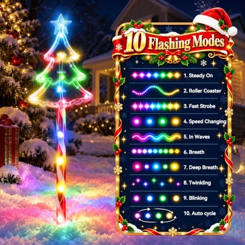 KOOPER 12 Pack Solar Christmas Tree Lights Outdoor, 10 Modes