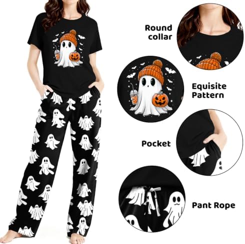 Skull Sets for Women Halloween Bloody Shirts Dancing Skeleton 2 Pc Set