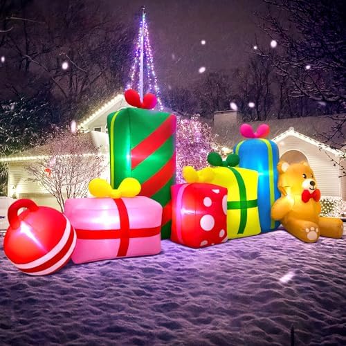10FT Giant Christmas Inflatables Outdoor Decorations Gift Box Blow up Yard