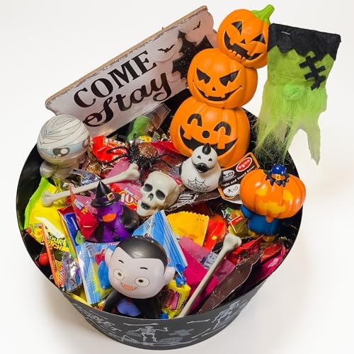 HALLOWEEN BASKET (125), trick or treat, snacks, spooky, variety pack, halloween box, boys, girls, college student, rubber duck, candy box, toys