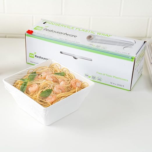 Restaurantware Cling Wrap 2 Roll Of 12" x 2000' Plastic Food Wrap With Slide Cutter, Clear, Micorwavable, Freezer-safe, For Food Prep, Commercial and Home Kitchens