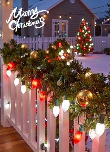 Vintage Christmas Lights Outdoor, 100Ft C9 String Lights with 100 LED Bulbs