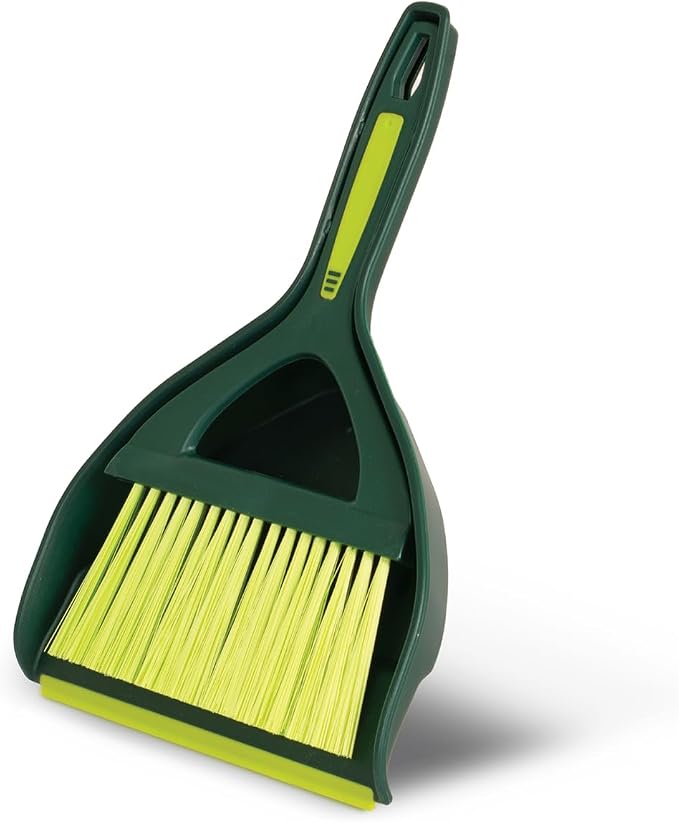 Pine-Sol Mini Dustpan and Brush Set | Nesting Snap-On Design | Portable, Compact Dust Pan and Hand Broom for Cleaning, Green