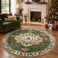 Engiw Christmas Rug 5 ft Round Area Rug, Washable Non-Slip, Soft Low Pile Carpet, Christmas Decorations for Living Room, Bedroom, Kitchen, Hallway, Entryway and Under Christmas Tree