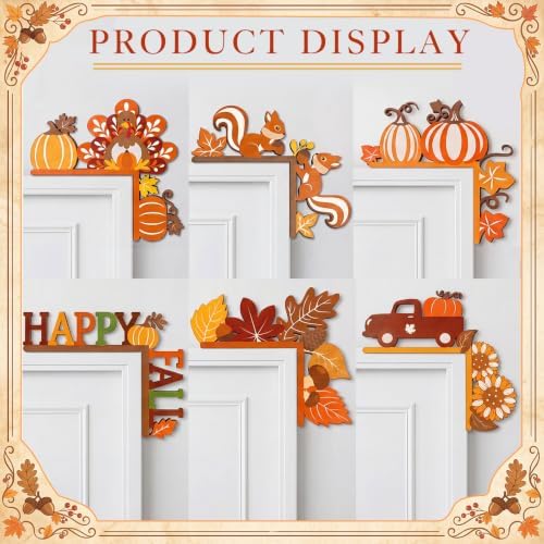 Qunclay 6 Pcs Fall Door Corner Decorations Fall Door Topper