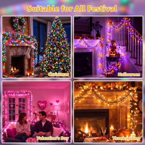 Ollny 500 LED Smart Christmas Cluster Lights, 16.4FT App & Remote Control