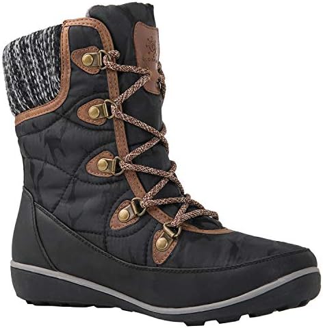 GLOBALWIN Women's Snow Boots Waterproof Mid-Calf Winter Boots for Women with Quilted Knit Panels, Warm Fleece Lining, and Non-Slip Insulated Outdoor Sole