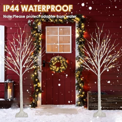 2 Pack 4FT Lighted Birch Trees, 96 LED Twinkling Trees, 2 Lighting Modes