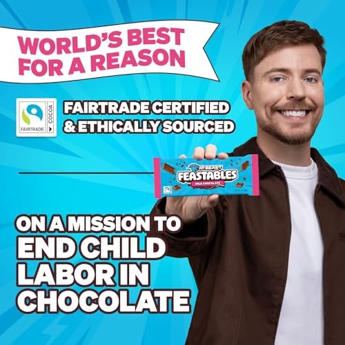 MrBeast Feastables Milk Chocolate Bar, Full Size, 24 Count, Fairtrade Cocoa