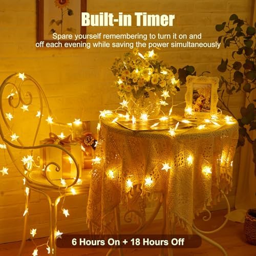 Minetom 50 LED Star String Lights, 17ft Fairy Lights Battery Operated