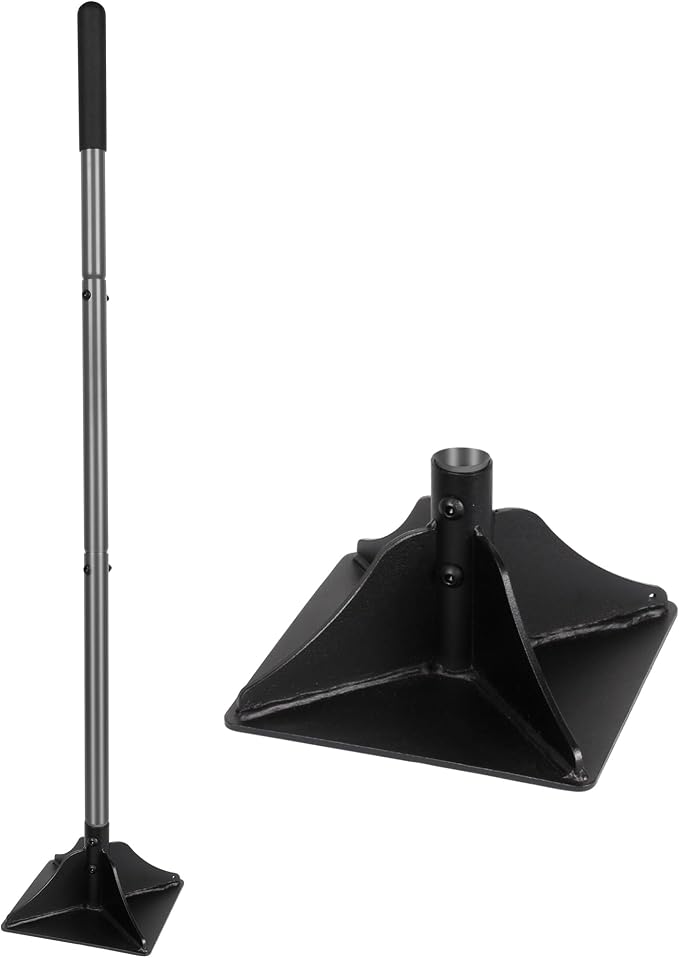 Walensee 10" x 10" Steel Tamper Tool with 48" Handle, Heavy Duty Ground Tamper with Rubber Grip for Leveling Paver Base, Ideal for Dirt Compacting, Gravel and Sand, Driveways and Blacktop Repair
