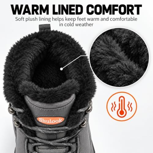 SHULOOK Men's Waterproof Winter Snow Boots: Insulated Warm Lined