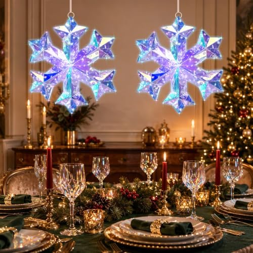 Nuanchu 2 Pcs 10" LED Christmas Snowflake Light Decor, Exotic Fantasy Wood