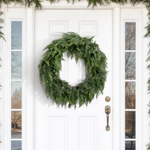 4 Pcs Double Color Christmas Norfolk Pine Garlands for Mantle Fireplace