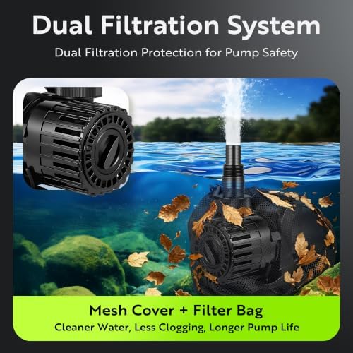 150W Pond Pump, Adjustable Flow 800~2,7800GPH Fountain Pump