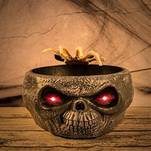ITART Animated Halloween Candy Bowl Dish with Hand Spooky Decoration Props LED Eyes & Sound for Holloween Decor Treat or Trick Party Bar Table Decor