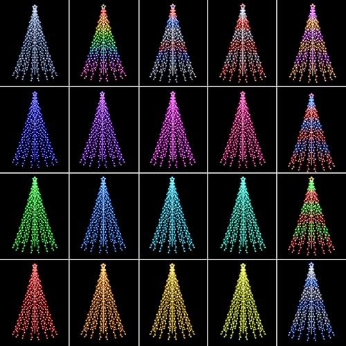 10 FT Outdoor Christmas Tree Lights, 408 RGB LEDs with Star, Pole & Remote