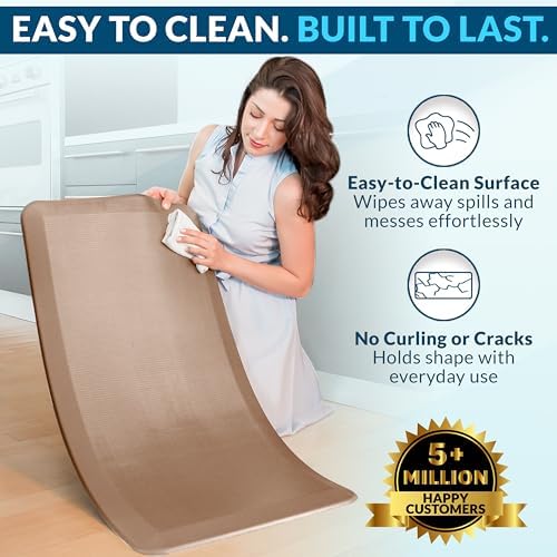 ComfiLife Anti Fatigue Floor Mat – 3/4 Inch Thick Kitchen Mats for Floor, Standing Desk Mat, Kitchen Rug – Comfort at Home, Office – Durable – Stain Resistant – Non-Slip Bottom (20" x 32", Beige)