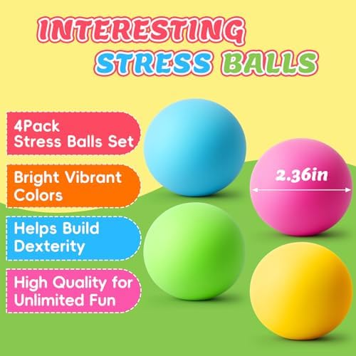 Stress Balls 4 Pack for Adults and Kids, Color Changing Squeeze Toys